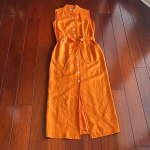 Stunning Orange Kasper Sleeveless Dress With Belt and Lining!